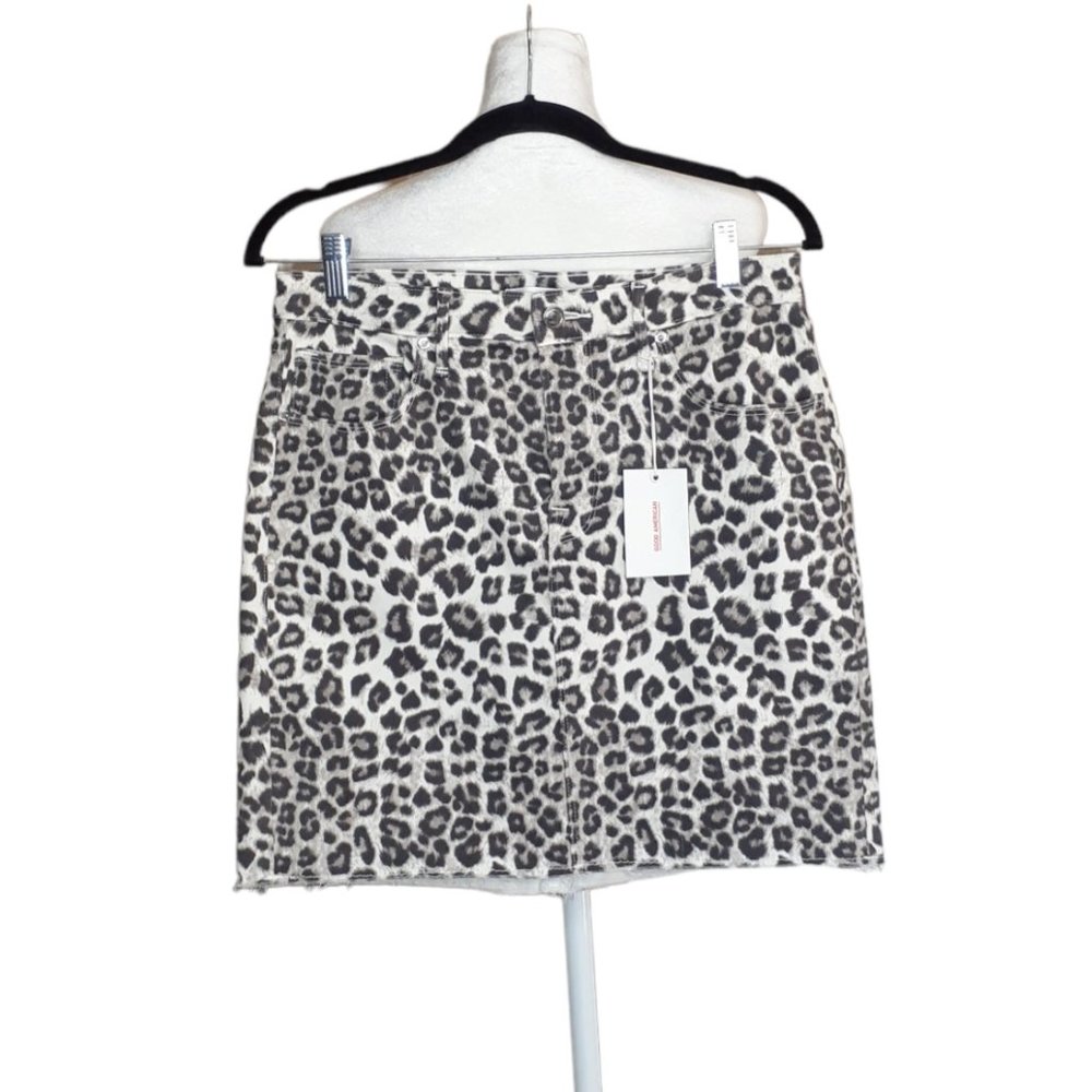 NEW Good American animal print mini skirt